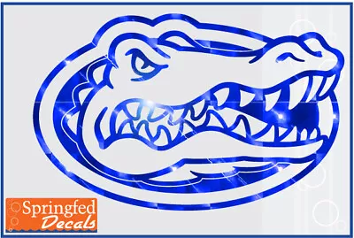 Florida Gators GATOR HEAD LOGO In BLUE MIRROR Cut Vinyl Decal UF Window Sticker • $7.95