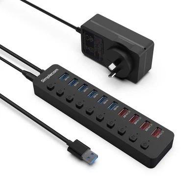 $71.99 • Buy Simplecom CHU810 48W 10-Port USB 3.0 Hub And Charger With Individual Switches...
