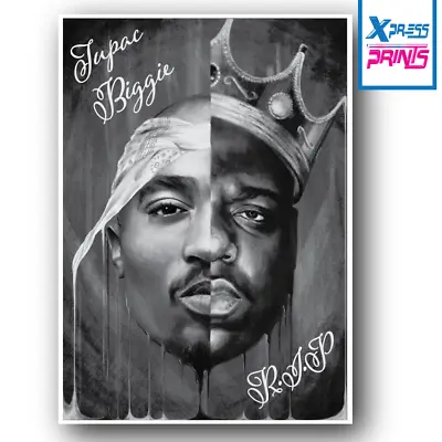 2 Pac Tupac Biggie Smalls R.I.P Rap Poster Art Print LARGE A4 A3 SIZE LAMINATED • £4.99