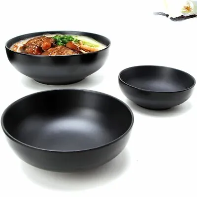 Black Ramen Bowl Imitation Porcelain Noodle Container Porridge Rice Soup Bowl • £4.68