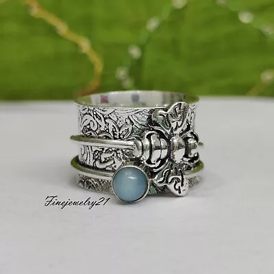 Larimar Honey Bee Ring 925 Sterling Silver Spinner Ring Meditation Ring VA24 • $11.56