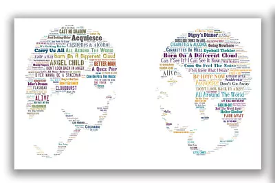 Oasis Song Titles Ready To Hang Canvas Or Poster Noel Liam Gallagher 3 Sizes • £6.95