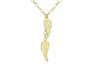 9ct Yellow Gold 8mm X 43mm Angel-wings-charm Drop Necklace 46cm/18  Hallmarked • £249.99