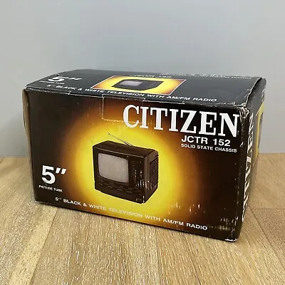 Citizen JCTR-152 5  Black & White TV W AM/FM Radio New In Box Great For Gaming • $29.99