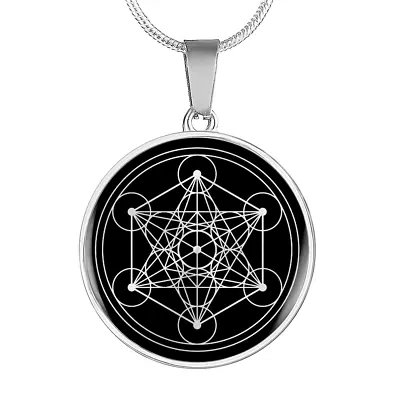 Sacred Geometry Metatron's Cube Stylized Version Circle Necklace Stainless Stee • $69.95