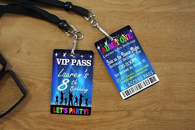 Birthday Backstage Pass VIP Pass Birthday Invitations Party Lanyard Invitation • $4.49