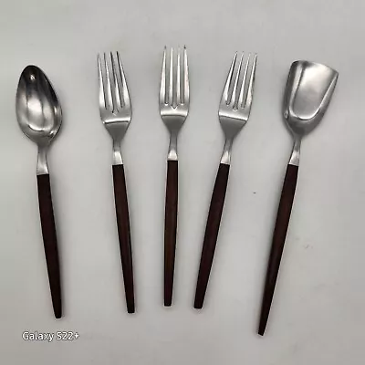 Vintage Ekco Eterna Forged Stainless Japan 3 Forks 1 Spoon 1 Serving MCM • $40