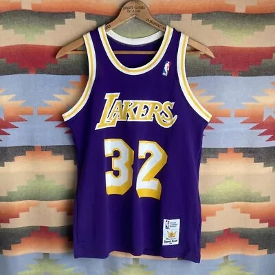 80s Los Angeles Lakers NBA Basketball Magic Johnson Purple Sand Knit Jersey Med • $69.95