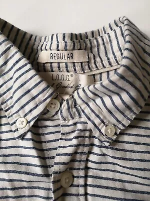 £9.99 • Buy Mens H&M LOGG Medium Thickness Pure Cotton Striped Shirt Button-Down Size Small