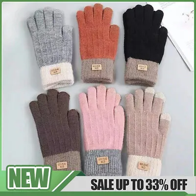 Women Ladies Winter Gloves Touch Screen Thermal Soft Warm Fleece Lined Knitted • £3.96
