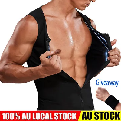 $8.35 • Buy Men Sauna Sweat Vest Weight Loss Waist Trainer Neoprene Tank Top Body Shaper 