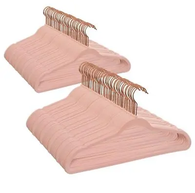 Non-Slip Velvet Clothing Hangers 100 Pack Pink Space Saving • $28.87