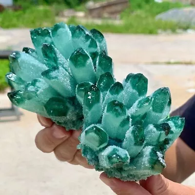 310g+ Natural Raw Green Ghost Phantom Geode Cluster Mineral Specimen Crystal • $49.20