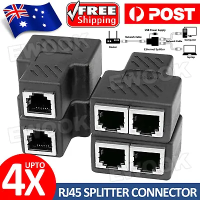 Upto 4Pcs ORJ45 Ethernet LAN Network Y Splitter Double Adapter Cable Connector • $5.45