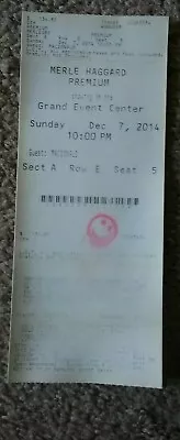 MERLE HAGGARD Concert Ticket Stub Las Vegas NV 12/7/14 Golden Nugget Casino Rare • $8.88