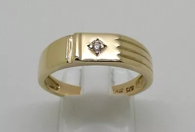 Solid 9ct Yellow Gold Solitaire Diamond Mens/womens/unisex Dress Ring - Size U • $354