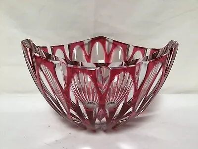 $129 • Buy EE77 Vintage Val St. Lambert Style Cut To Clear & Pink Vase Bowl
