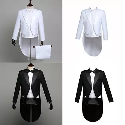 Men Classic Tuxedo Tailcoat Tail Coat Suit Tuxedo Jacket Blazer Tux Pants Set • $33.28