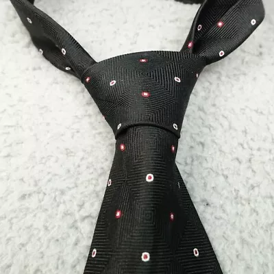 Brooks Brothers 346 Pure Silk Black White Red Geometric Polka Dots Necktie USA • $19.59