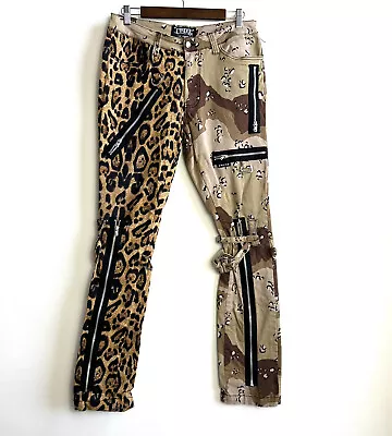 Tripp NYC Mens Pants Size 32 32x31 Animal Print Cargo Zipper Bondage Punk • $69.98