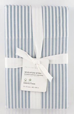 $44.99 • Buy Pottery Barn Wheaton Chambray Blue Striped Organic Shower Curtain