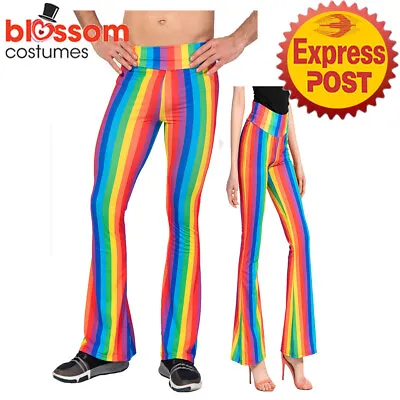 JDP28 Rainbow Unisex Stripes Flare Pants 1980s Couple Costume Mardi Gras LGTBQ • $17.34