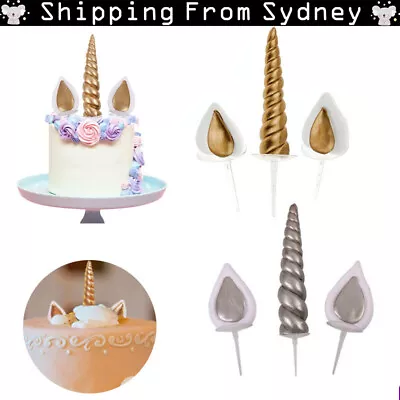 $10.99 • Buy Pottery Unicorn Horns Ears Cake Topper Birthday Toppers Party DIY Fondant Decora