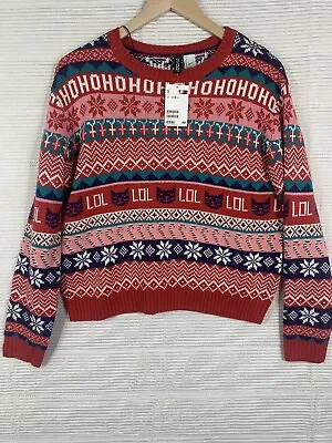H&M Womens Ugly Christmas Sweater Fair Isle Cat NEW Size S • $22.10