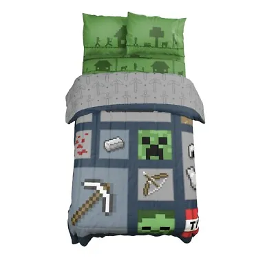 Minecraft Icon Adventure 100% Microfiber Twin Size Bed Set Gaming Bedding Sheets • $58.98