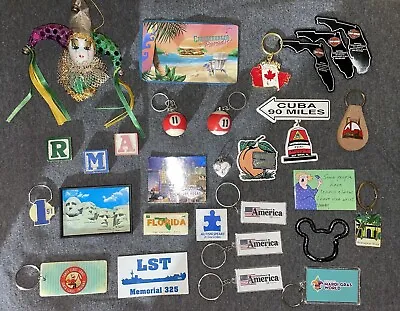 Keychain Magnet Lot Of 30+ Some Vintage Disney Travel States Harley Key Chain • $27.99
