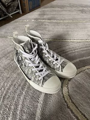 Dior Mens B23 High Top Sneakers Size EU42 1/2 US9 1/2Oblique Logo Trainers • $700