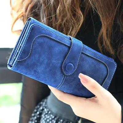 Woman Long Wallet Suede Leather Coin Money Purse Card Holder Clutch Handbag US • $9.89