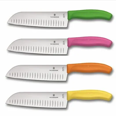 $81.95 • Buy NEW VICTORINOX SANTOKU KNIFE FLUTED EDGE 17cm Japanese 4 COLOURS