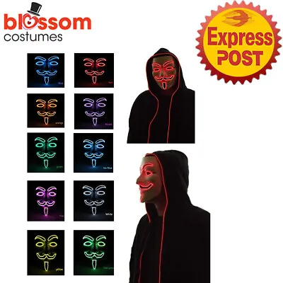 $13.08 • Buy N829 V Vendetta Halloween Face Mask Glow Light Up Anonymous LED Costume Rave EDM