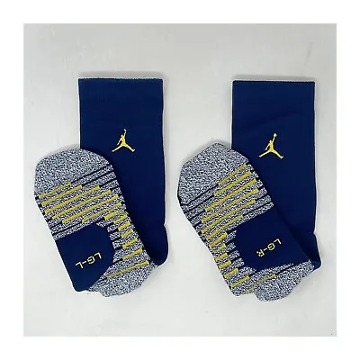 Air Jordan Vapor Elite Grip Michigan Wolverines PE Blue Crew Socks Size Large • $44.97