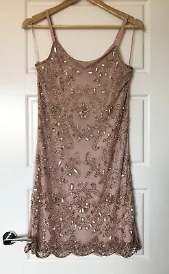 Miss Selfridge Blush Pink Cami Embellished Dress UK 6 • £8.99