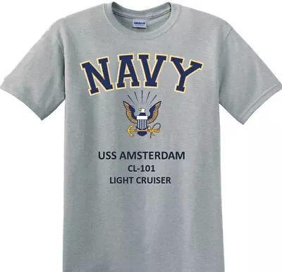 Uss Amsterdam  Cl-101* Cruiser *navy Eagle*t-shirt.officially Licensed • $29.95