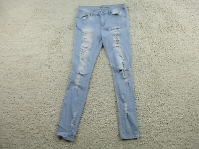 VIP Jeans Womens 5 Youth Blue Denim Stretch Distressed Skinny Leg Light Wash F11 • $12.75