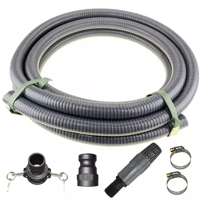 1  Inch 10m Suction Hose Camlocks Clamps Kit Water Fire Pump Foot Valve • $73