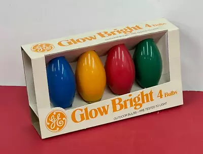 C9 GE GLOW BRIGHT 4-Bulb MULTI VINTAGE 7W Christmas Lights Outdoor NEW 40508 • $10