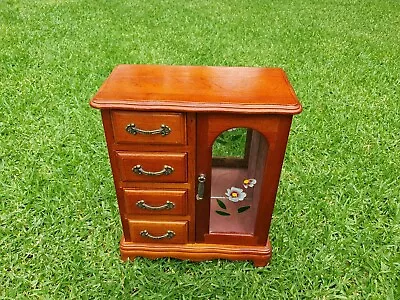 Vintage Large Musical Jewellery Box 4 Draws - Cupboard 25 Cm • $60