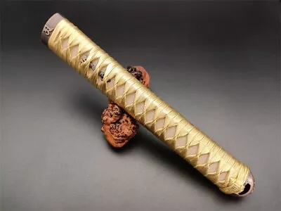 Japanese Sword Hilt Handle 26CM Tsuka Samurai Katana Handmade Gold White Menuki • $86