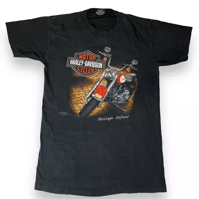 VTG 1991 3D Emblem Harley Davidson V-Twin Evo Heritage Softail T Shirt Rare • $150