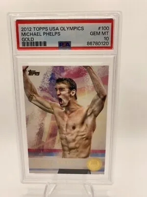 MICHAEL PHELPS 2012 Topps USA Olympics #100 Gold Parallel PSA 10 Low Pop  • $175