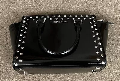 Michael Kors Black Patent Leather Handbag With Silver Hardware 11 X 8 X 4 • $42