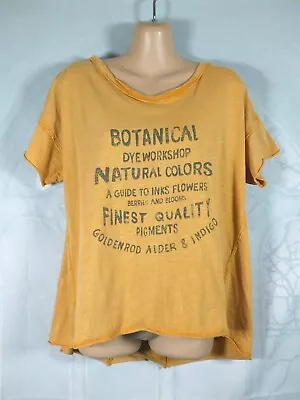 PILCRO Anthropologie Golden Yellow Acid Wash Slub Jersey Boho T-shirt M /12-14 • £15