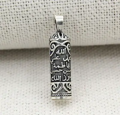 £22.73 • Buy Turkish 925K Silver Cylinder Taweez Talisman Stash Vial Prayer Tube Pendant #08