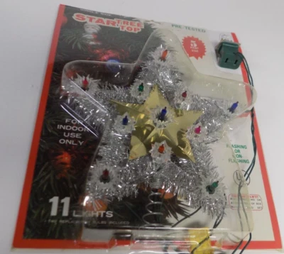 $12 • Buy Vintage 5 Point Christmas Star 11 Light Kmart Tree Top Color Lights Single Sided