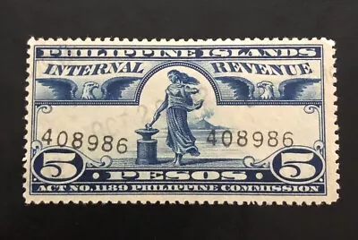 Philippines Scott PI W623a Internal Revenue Deep Blue 1930-34 Used F/VF • $17.99