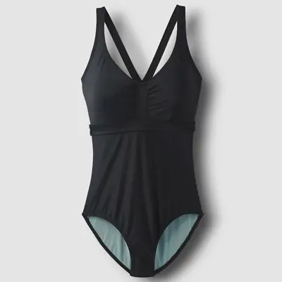 $111 Prana Women's Black Crossback Underwire One-Piece Swimsuit Size 34D/S • $18.38